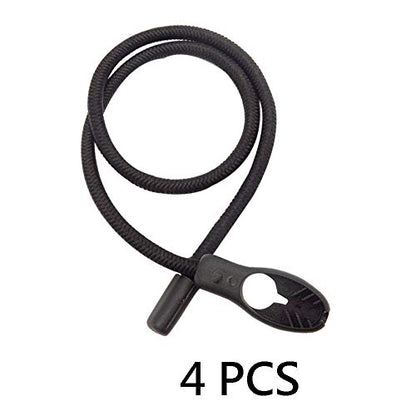 Heavy Duty Adjustable Elastics Stretch Lock Shock Bungee Cords Rope with PVC Coated Buckle All Black for Motorcycle, Cargo, Camping, RV, Trailer, Bicycle Carrier Rack, Trunk,Luggage (4 Pack)