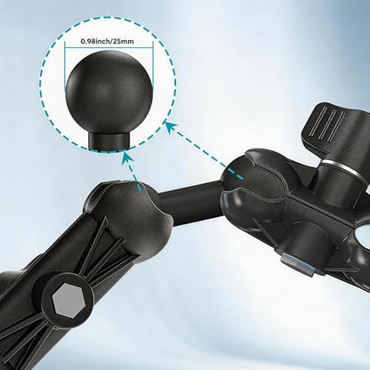 1 inch to 1 inch (2.45”+3.73”) Ball Mount Arm with 1 inch-20mm/1 inch-17mm Adapters for Car/Boat/Bike. - style: Ball Extension Connector with Dual 3.73+2.45” Ball Mount Arm