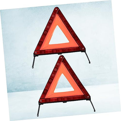STOBAZA 2pcs Collapsible Warning Triangle Sign Emergency Roadside Kit Safety Material Day Night Visibility - size: 43.5X37cm