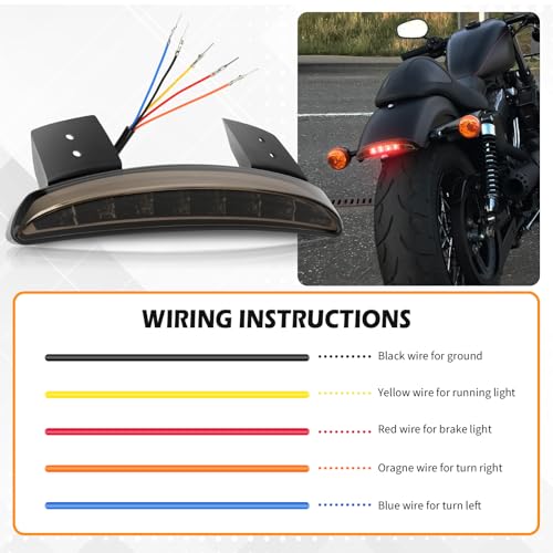 Motorcycle Chopped Rear Fender Edge LED Brake License Plate Tail Light Stop Running Light Turn Signal Lamp Compatible with Harley Sportster XL883N 1200N XL1200V XL1200X (Smoke Lens) - color: Smoke Lens#1