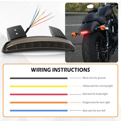 Motorcycle Chopped Rear Fender Edge LED Brake License Plate Tail Light Stop Running Light Turn Signal Lamp Compatible with Harley Sportster XL883N 1200N XL1200V XL1200X (Smoke Lens) - color: Smoke Lens#1