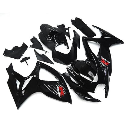 Gloss Black Motorcycle Fairings Compatible for Suzuki 06 07 GSXR600 GSXR750 K6 2006 2007 GSX-R600 GSX-R750 Fairing Kit ABS Plastic Injection Bodywork Body Kits - color: Gloss Black