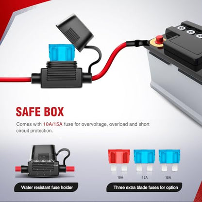 Nilight Wiring Harness Kit Nylon 16 AWG 2 Leads LED Light Bar 12V 5Pin Rocker Switch Laser On Off Power Relay Blade Fuse for Off Road Lights on Cars Jeep Boat Trucks - color: 16AWG Wiring Harness--2 Leads w/ Nylon Wire Loom