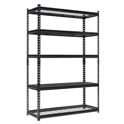 Heavy Duty 5-Tier Shelving Unit, 2500 LBS Capacity Storage Shelves for Garage Kitchen Pantry, Metal Adjustable Shelving for Basement Bathroom Laundry, 47" L x 18" W x 71" H - size: 71" H x 47" W x 18" D