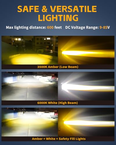 2 PCS Motorcycle LED Lights Auxiliary Driving Spotlights, White/Amber Strobe Eyes Lights with 6 Modes, 6000K Offroad Work Lights for Motorcycle Car ATV UTV Je-ep Truck - size: Bird-DualEye