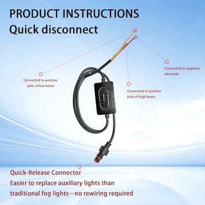 Motorcycle Driving Lights 8-80V 60W 6000LM LED Fog Lights with External Driver & Inline Switch, Quick-Release Connector, IP67 Waterproof, 5 Modes High/Low/Strobe for ATV, UTV, Truck, 2 Pack J - color: JRY-10-Mini