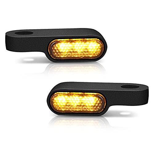 NTHREEAUTO Mini LED Turn Signals Handlebar Marker Light Front Motorcycle Blinkers Compatible with Honda Shadow Harley Dyna Sportster Kawasaki Vulcan Yamaha V-Star Road Star - color: Black