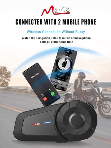 MAXTO Motorcycle Bluetooth Headset, MX1 2-Riders 800M Universal Intercom Communication Systems, HiFi Stereo Sound/IPX6 Waterproof, Motorcycle Helmet Speaker-Intercom-Headset 2 Pack - size: 2 Pack