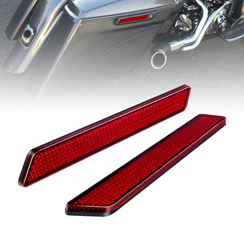 Saddlebag Reflector Inserts, Red Saddle Bag Reflectors Compatble for Harley Davidson Street Glide Ultra Limited Electra Glide Road Glide Road King 2014-2024 - color: Red