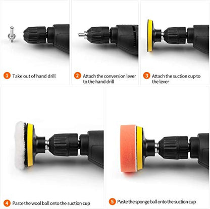 3 Inch Buffing and Polishing Pads Kit 11PCS Buffing Pads with Drill Adapter Foam Polisher Pad for Car Waxing - size: 3Inch-11PCS