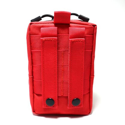 2 Pack Small Molle Pouches - Tactical Compact Water-Resistant EDC Pouch Bag Utility Belt Pouch Waist Pack Bag - color: Red