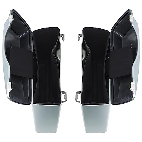 SLMOTO Hard Saddlebag Softail Conversion Brackets For 86-17 Harley-Davidson Softail CVO Convertible FLSTSE3 Deluxe FLSTN ABS Metal Rubber Vivid Black - color: For Silver+Chrome Brackets