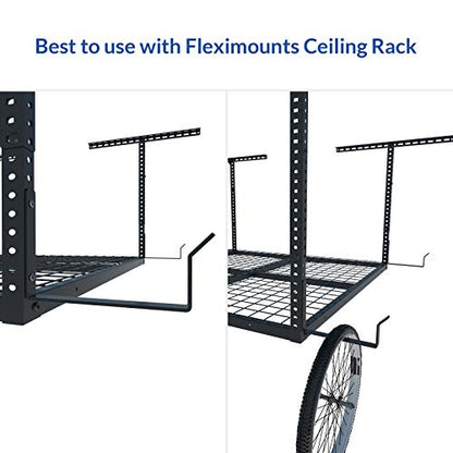 FLEXIMOUNTS 2 Pack Add On Storage Utility Hook Accessory for Garage Ceiling Rack, Max Weight Capacity up to 35lbs, Black - color: Black