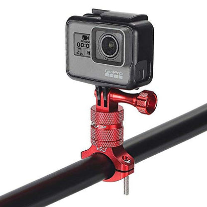HSU Bike Handlebar Mount for Gopro Hero 13/12/11/10/9/8/7/6/5/4 AKASO Campark Osmo Action 3/4 and Other Action Cameras, 360 Degrees Rotary Motorcycle Mount (Red) - color: Red