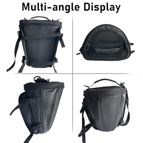 Motorcycle Tail Bag Multifunctional Rear Seat Storage Saddle Bag Motorbike Tank Bag with Shoulder Strap, Black
