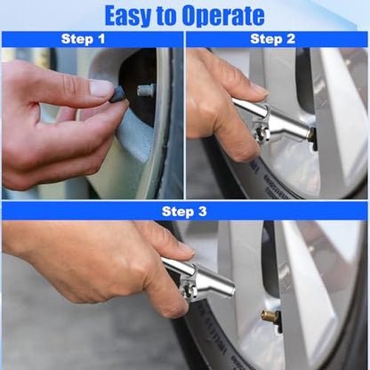 10-Pack Dual Head Tire Pressure Gauge – Heavy Duty 10-150 PSI Air Pressure Gauge with Stainless Steel Body, Metal Nozzle & Durable Plated Brass – for Cars, Trucks, Bikes, RVs & Vehicles - color: Silver, size: 10P