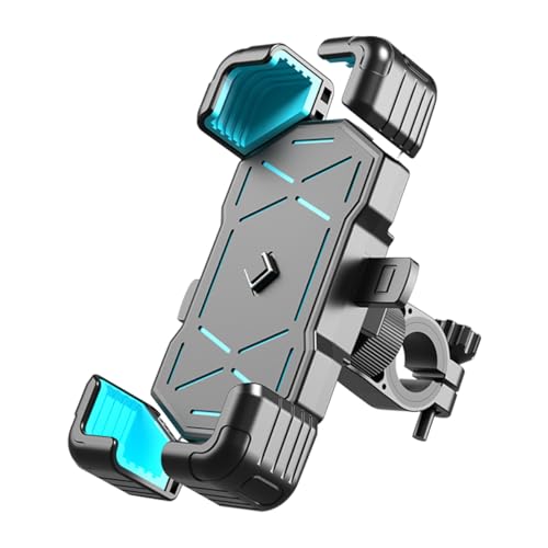 AUCELI Motorcycle Phone Mount, ABS Quick Release Bike Phone Holder for 4.7''-7.2'' Phones, Anti Shake with 360 Rotatable Phone Clip, Handlebar Clamp (Blue) - color: Blue