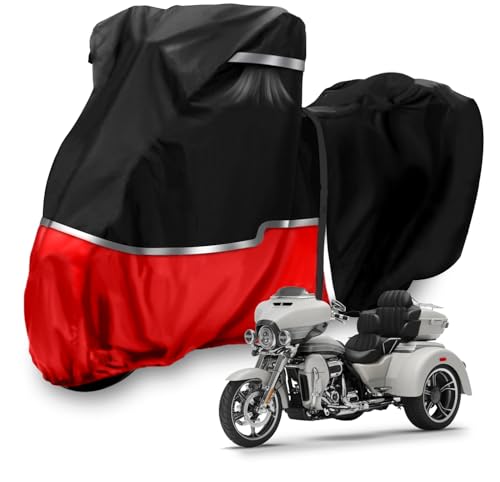 420D Motorcycle Cover for Trike Models Freewheeler, Tri Glide Ultra and CVO Version, All Weather Outdoor Protection, Tear-Resistant Heavy Duty Waterproof Trike Cover for Snow Rain Wind Dust Protection - size: Trike