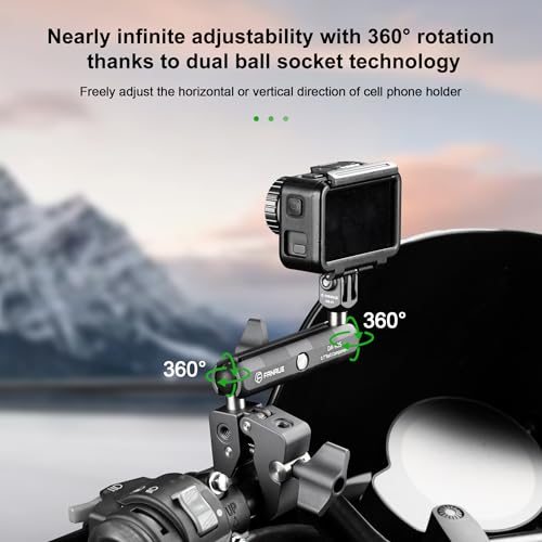 FANAUE Aluminum 17mm Ball Head Double Socket Arm Only Supports Connects of 0.67" Ball Head Adapter Compatible with RAM Mount 17mm Ball and Bike Motorcycle Phone Holder, Middle Arm Length is 3.7 Inch.