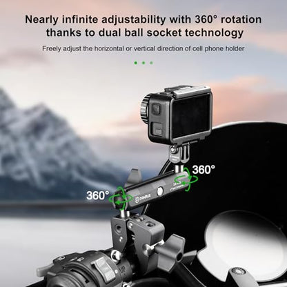 FANAUE Aluminum 17mm Ball Head Double Socket Arm Only Supports Connects of 0.67" Ball Head Adapter Compatible with RAM Mount 17mm Ball and Bike Motorcycle Phone Holder, Middle Arm Length is 3.7 Inch.