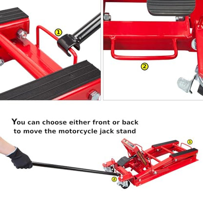 BIG RED 1500 lb Hydraulic Motorcycle Lift Jack: Powersports Lift Jack Stand Table for ATV, Dirt Bike, UTV and Snowmobile - style: Hydraulic motorcycle jack