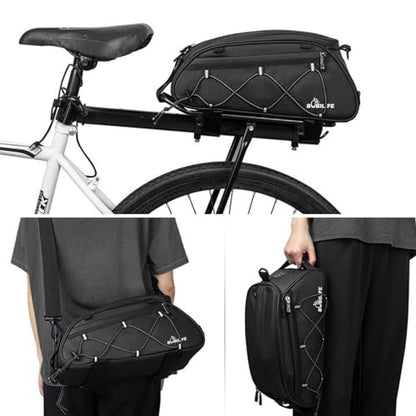 Bike Rear Rack Insulated Trunk Bag - 10L Large Capacity Waterproof Bicycle Travel Expedition Back Rack Seat Cargo Carrier Bag for Bicycle, E-Bike and Motorcycle