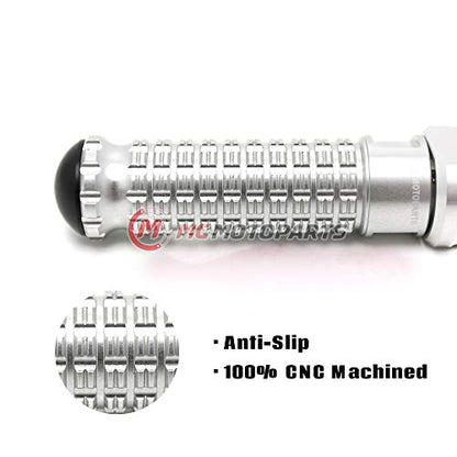 MC MOTOPARTS MPRO Silver CNC Rider Foot Pegs Compatible with YZF R1 00-21 YZF R6 03-19 YZF R1M 15-21 R1S 16-19 - color: Silver, size: No Extension