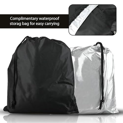 Pack-1 Motorcycle Cover, 96.4" x 41.3" x 49.2" Waterproof Sunproof Outdoor Protector for All Seasons, Foldable Buckle with Lock Design Anti-Theft Cover, Universal for Motorcycles (Black)