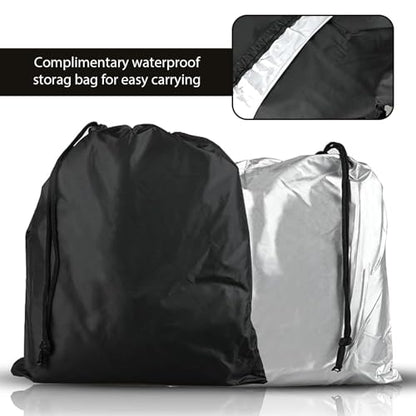 Pack-1 Motorcycle Cover, 96.4" x 41.3" x 49.2" Waterproof Sunproof Outdoor Protector for All Seasons, Foldable Buckle with Lock Design Anti-Theft Cover, Universal for Motorcycles (Black)