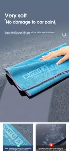Extra Large Car Cleaning Towel - 13.7" x 30" High Absorbency Microfiber Cloth for Streak-Free Drying, Detailing Windows & Dashboard, RV, Motorcycle, Boat - Dark Blue