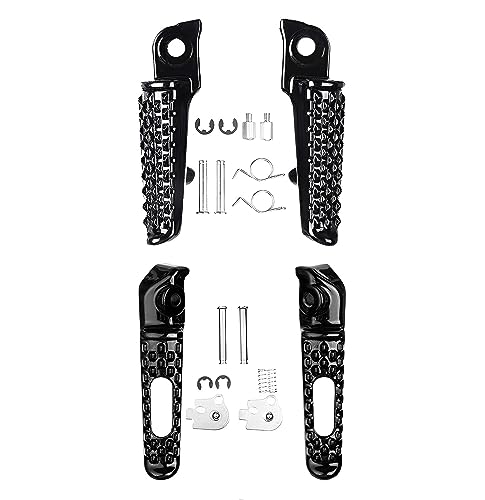 Front Rear Foot Pegs Footrests Pedals for Honda CBR1000RR 2004-2014, CBR600RR 2003-2023, CB1000R 2008-2014 Models (Front +Rear-Balck) - color: (front +Rear)-balck