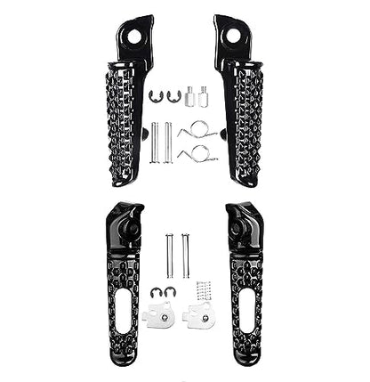 Front Rear Foot Pegs Footrests Pedals for Honda CBR1000RR 2004-2014, CBR600RR 2003-2023, CB1000R 2008-2014 Models (Front +Rear-Balck) - color: (front +Rear)-balck