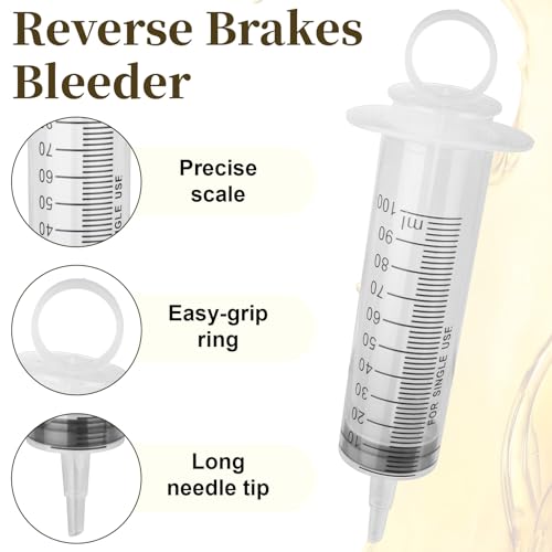 Sixzoo Motorcycle Brake Bleeder Kit, Hydraulic Disc Brake Bleeding Kit with 100ML Syringe 50cm Hose, Reverse Brakes Bleeder, Brakes Fluid Flush Kits for Motorcycle Cars Scooters Repair Maintenance