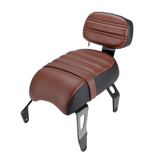 Passenger Seat Backrest, Detachable Motorcycle Rear Seat, Soft Leather Passenger Seat & Backrest Pad Set Fit for Indian Scout Bobber 2018-2023 Replace OEM Number: 2882853-LNA (Brown)