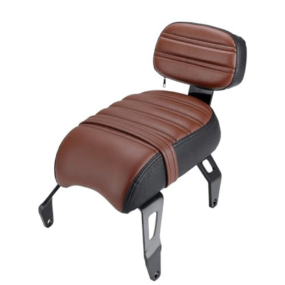 Passenger Seat Backrest, Detachable Motorcycle Rear Seat, Soft Leather Passenger Seat & Backrest Pad Set Fit for Indian Scout Bobber 2018-2023 Replace OEM Number: 2882853-LNA (Brown)