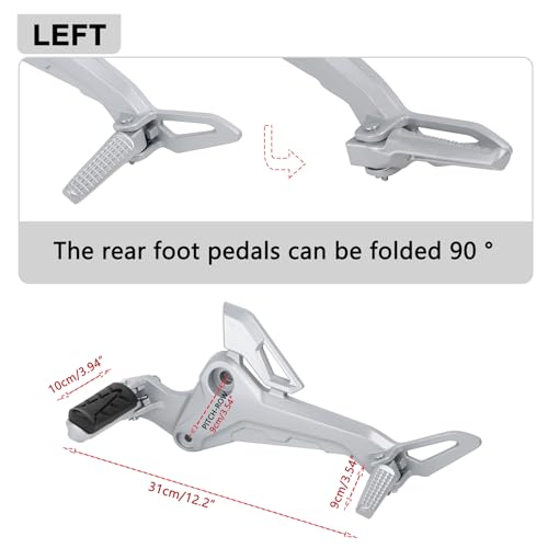 Mokuo Motorcycle Left Side Footpegs Pedal Footrest Assembly in Aluminum Alloy Compatible with Honda Grom Msx125 SF 2017-2020 Parts, Left Side - color: Silver Left
