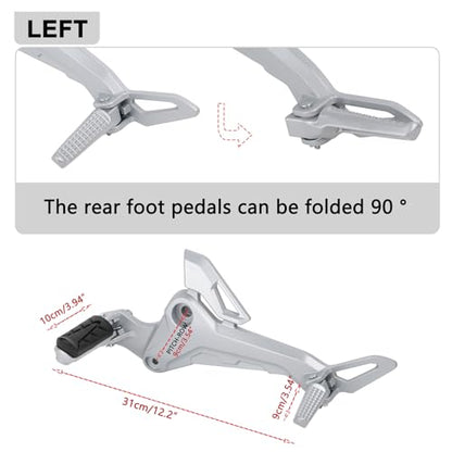 Mokuo Motorcycle Left Side Footpegs Pedal Footrest Assembly in Aluminum Alloy Compatible with Honda Grom Msx125 SF 2017-2020 Parts, Left Side - color: Silver Left