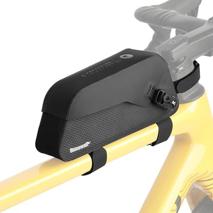 Rhinowalk Bike Top Tube Bag Waterproof IPX4 Magnetic Closure Frame Pouch for Road & MTB Slim Fit (Size 1.0L) - color: Black Toptube Bag, size: 1.0 L