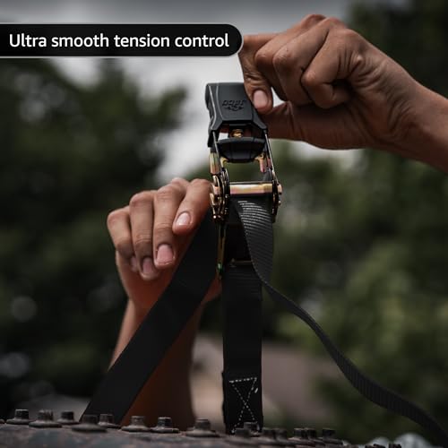 JACO Ratchet Tie Down Straps - 1 inch x 15 ft (Pack of 4) | 1,823 lbs (Black) - color: Black