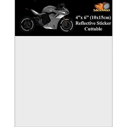 SlickMod - Reflective Sticker Sheet for Phone, Camera, Bike, Motorcycle, Stroller, Helmets, Scooter & More - Custom DIY Adhesive Film Kit - High Visibility (2. White, 4" x 6") - color: 2. White, size: 4" x 6"