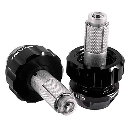 Throttle Lock Cruise Control Grip Ends Handlebar Plugs Sliders for 22mm Motorcycle Handlebar with 14mm/18mm Inner Diameter or with M6 Screw Holes (Black) - color: Black