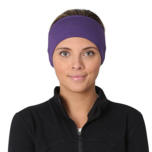 TrailHeads Womens Ponytail Headband - Moisture Wicking Hair Headband for Running, Winter, Workout - Athletic Headband Women - color: heather purple
