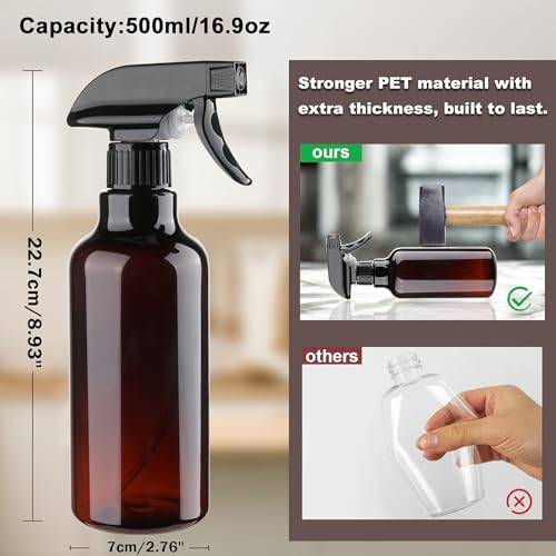 Spray Bottles 16.9oz Plastic Spray Bottle for Hair Mist/Stream Heavy Duty Empty Spray Bottles for Cleaning Solutions, Plants (16.9oz-Brown) - color: 16.9oz-Brown