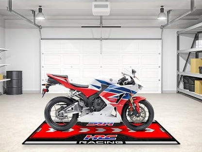 Parking Mat for HRC Racing Motorcycle Model, Display and Pit Mat, Washable Non-Slip Garage and Showroom Floor Mat, Rug, Carpet (Size 2: 102 x 47/260 x 120 cm)
