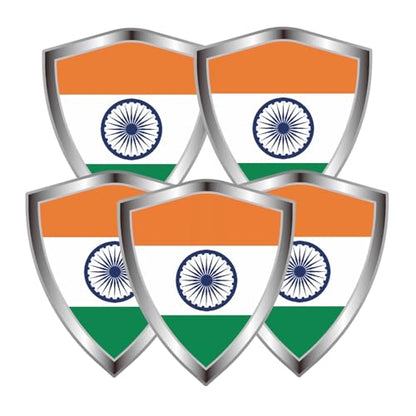 India Flag Decal Sticker - Indians Flags Shield Shape Reflective Vinyl Car Stickers - for Car Window Bumper Laptop Waterproof Sticker (5Pcs) - color: India