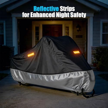 300D Motorcycle Cover Waterproof Outdoor, 96.5 inch Fits for Harley Davidson Sportster Iron 883/1200, Forty-Eight, Nightster, Nightster Special, Street 500/750, Black Silver - size: 96.5"