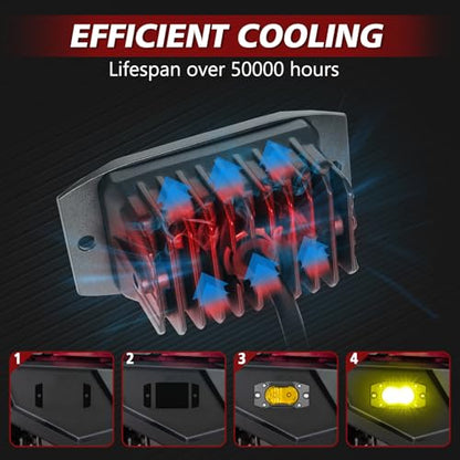 Yellow LED Pods Flush Mount Spot Flood Light 2PCS 4 Inch Bumper Driving Fog Lights Reverse Backup Work Lights Flush Off Road Light Bar for Truck Pickup UTV ATV Boat 4x4 - color: Yellow Flush