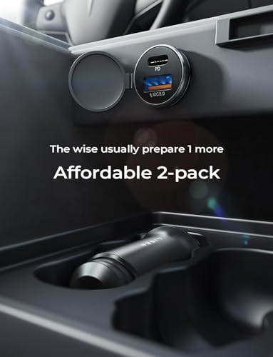 LISEN USB C Car Charger Adapter [2 Pack] [Mini & Metal] Cigarette Lighter USB Charger Fast Charging [PD QC 3.0] USBC Car Phone Charger for iPhone 15 Pro Max Plus 14 Samsung Galaxy S23 iPad Pro, Purple | Cigarette Lighter Charger, USB C Car Charger Fast Ch