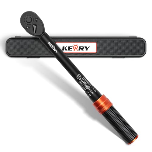 Kerry 3/8 Inch Drive Click Torque Wrench, 5-50 FT.LB/6.8-67.8 Nm, ±3% High Accuracy, Dual Range Scales, Clearly Graduated, Eeasy Read, Hardened Alumium Alloy, 72 Tooth Click Torque Wrench for Bike - size: 5-50FT.LB, style: 3/8"