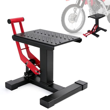 Dirt Bike Stand,600Lbs Capacity No Hydraulic Lift Jack Adjustable Hoist Table Heavy Duty Anti-Slip Lifting Stand for Dirt Pit Bike Motocross Enduro Motorcycle Repair&Maintenance-Red - color: Red
